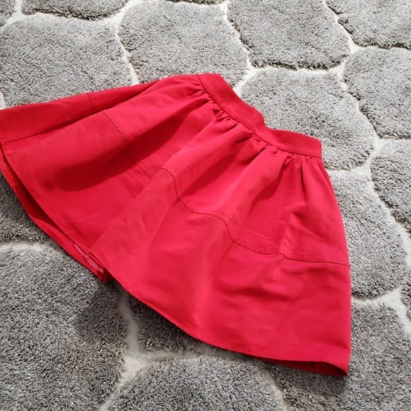 Express High Waist Midi A-Line Red Skirt Size 0 - Picture 1 of 6